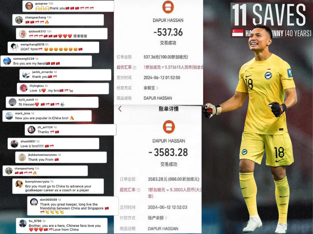 Singapore goalkeeper Hassan Sunny receiving widespread support in China after football match